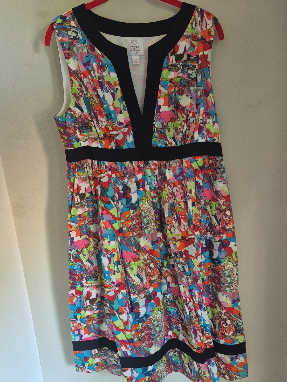 Suzi Chin for Maggy Boutique Multicolor Abstract Print Sleeveless Dress